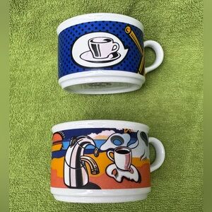 Set of 2 Collectible LavAzza Cafe Des Arts Porcelain Cups